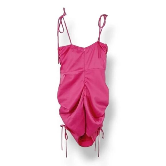 NEW Nasty Gal Ruched Satin Mini Dress in Pink Size 4 - Picture 7 of 16